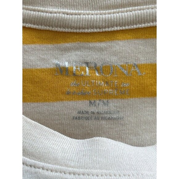 Merona Yellow White Ultimate LS Striped Shirt Top M - Picture 4 of 9